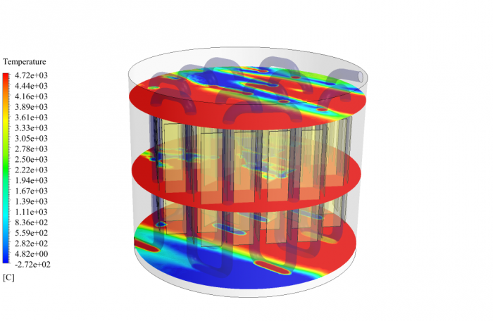 PCM in Shell and Tube Finned Heat Exchanger CFD Simulation - MR CFD