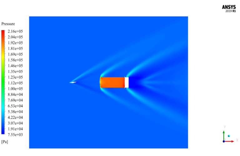 Shock Wave in a Supersonic Airflow, Transient Solver - MR CFD