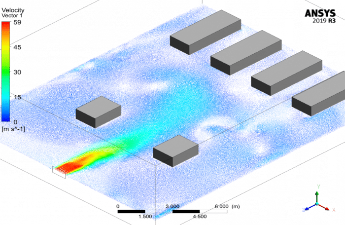 Engine Room Ventilation System of a Ship CFD Simulation - MR CFD