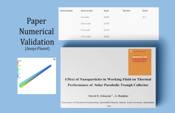 Parabolic Solar Collector With Nano Fluid, Paper Numerical Validation, ANSYS Fluent Training
