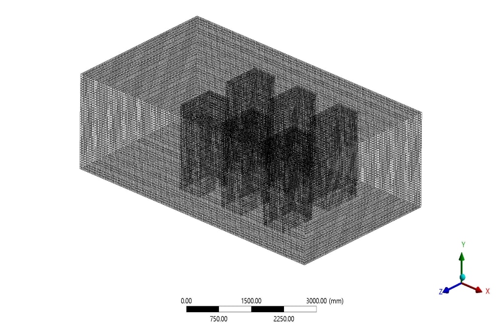 Server Room Cooling with 6 Cabinet, ANSYS Fluent CFD Simulation ...