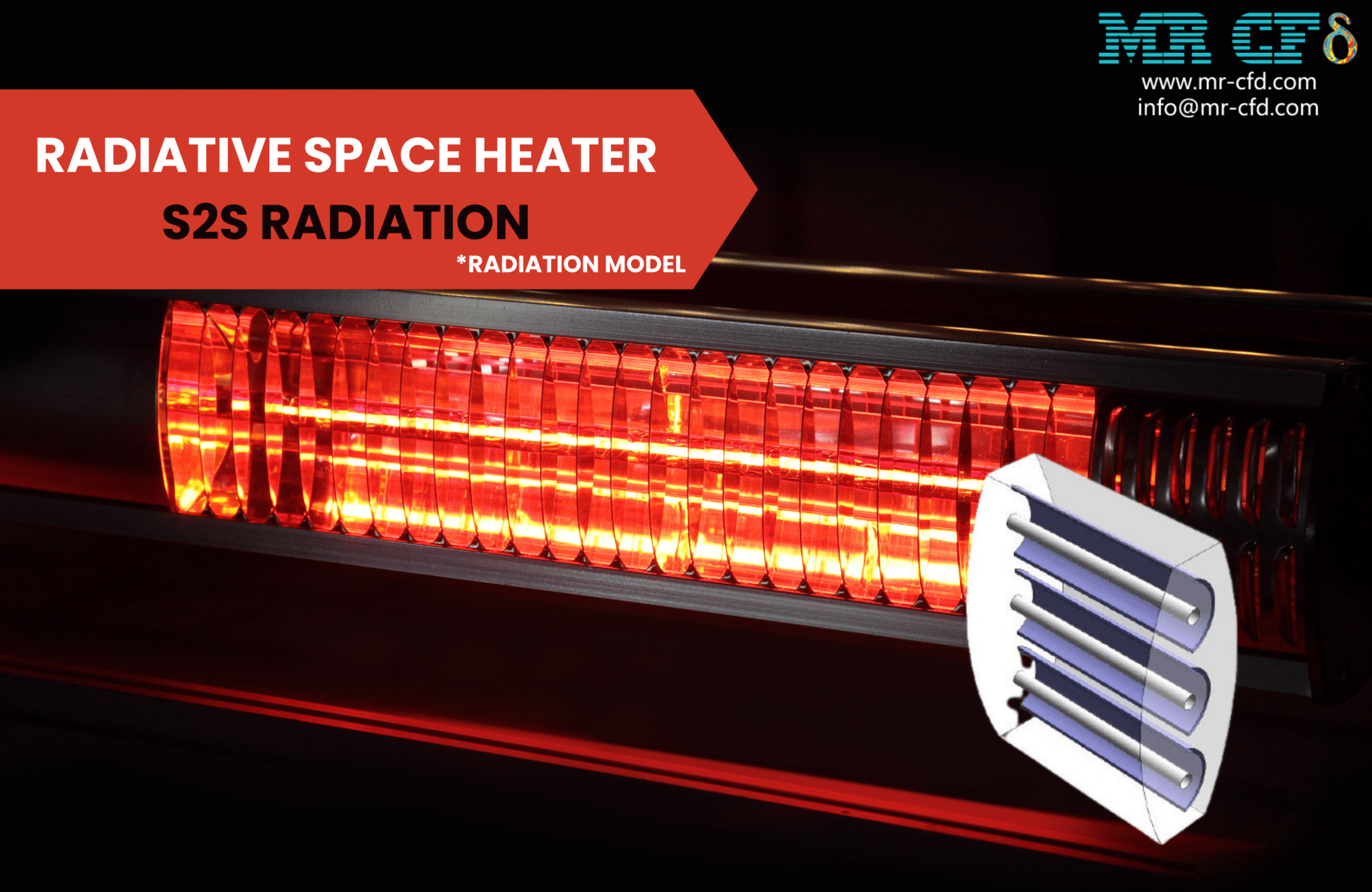 S2S Radiation Model, Radiative Space Heater CFD Simulation MR CFD