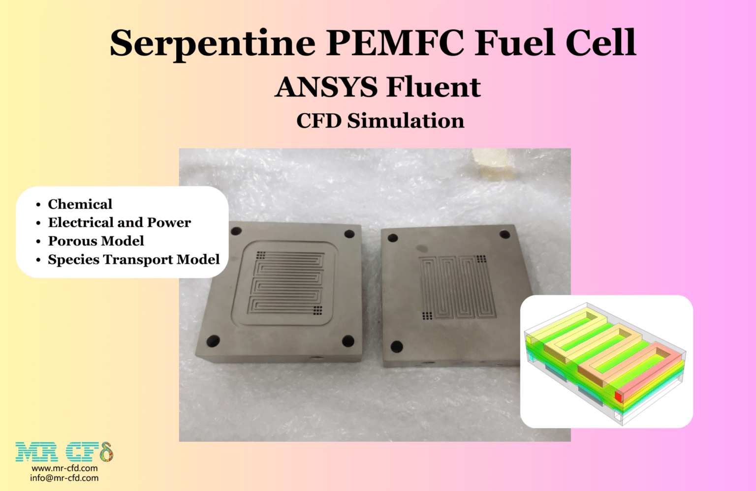 Serpentine PEMFC Fuel Cell, ANSYS Fluent CFD Simulation MR CFD