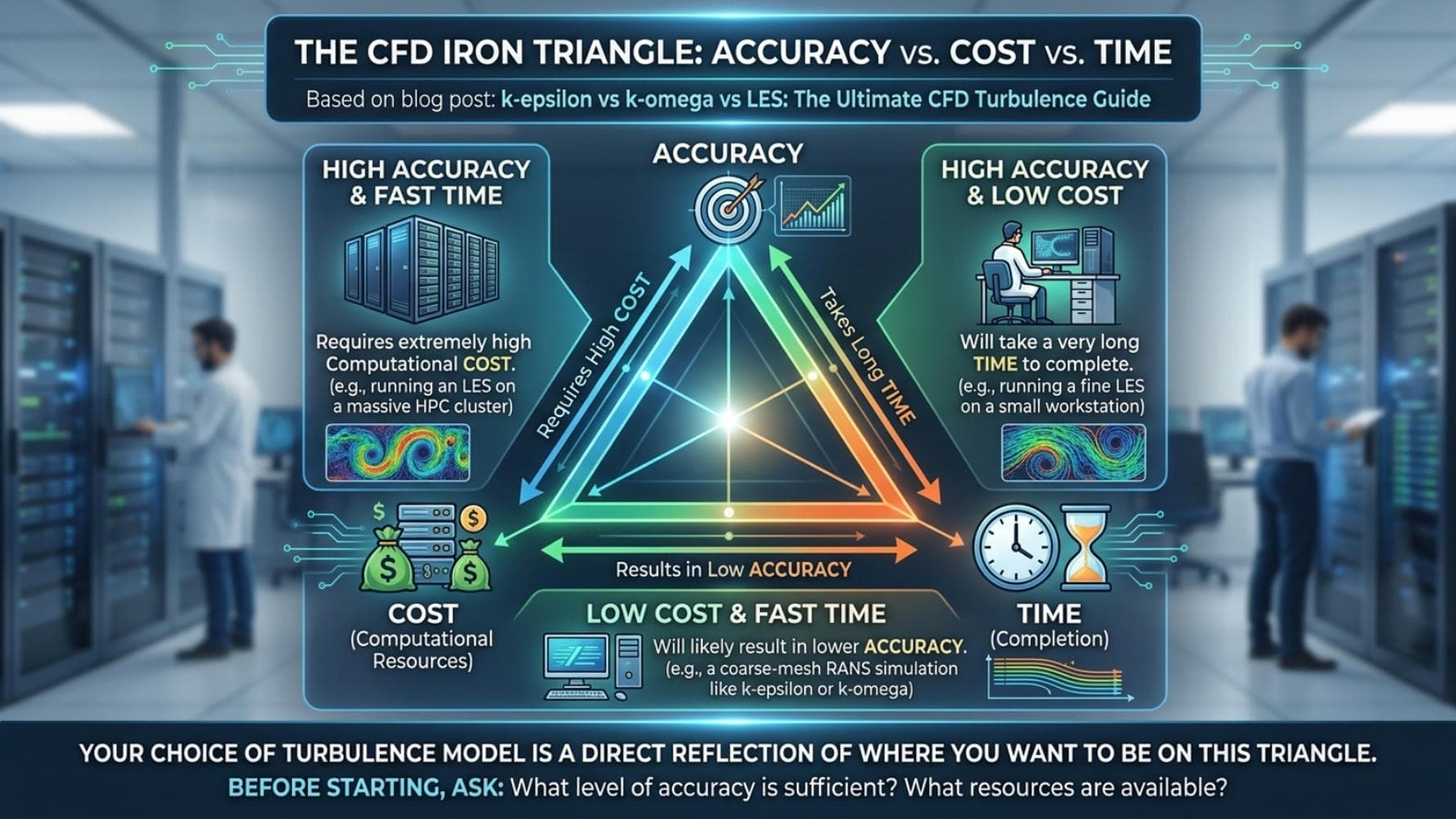 K-Epsilon Vs K-Omega Vs Les: The Ultimate Cfd Turbulence Guide 7 What Is The “Iron Triangle” Of Cfd? (Accuracy Vs. Cost Vs. Time)