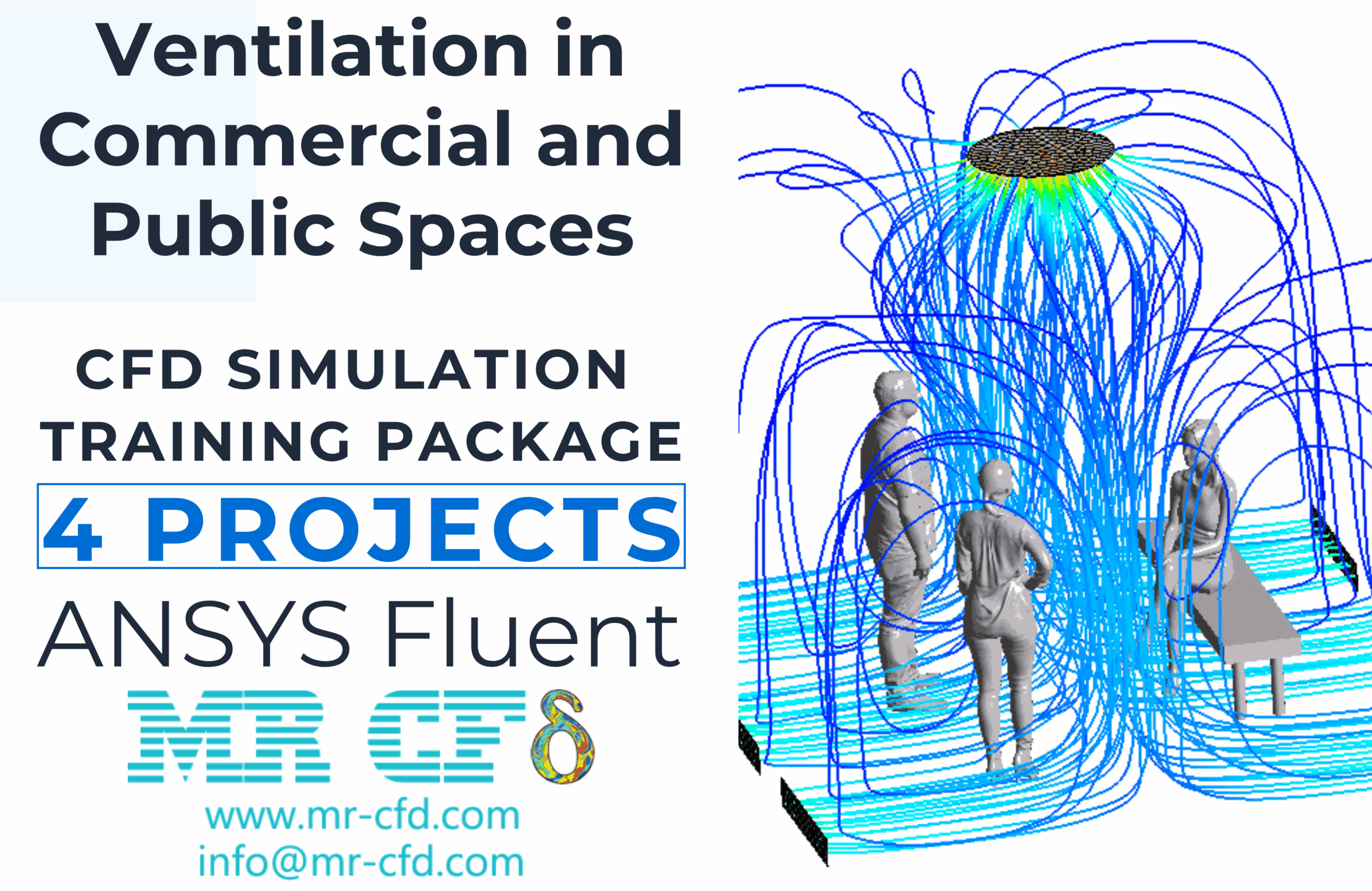 Ventilation In Commercial And Public Spaces Cfd Simulation Training Package: 4 Projects By Ansys Fluent
