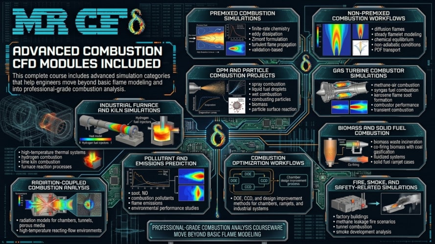 Combustion Golden Training Package: +85 Simulations (All In One Course) 15 Advanced Combustion Cfd Modules Included