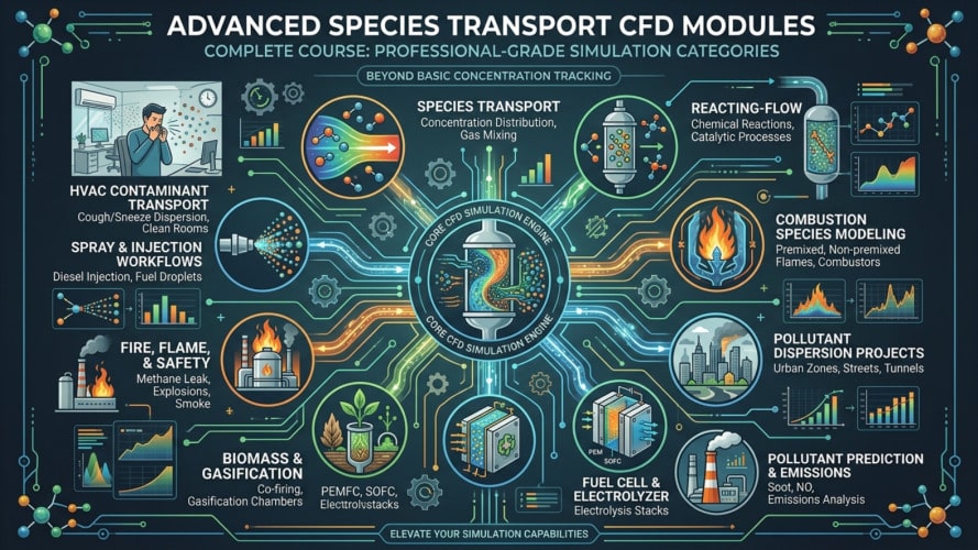 Species Transport And Reacting Flow Golden Training Package: +160 Simulations (All In One Course) 16 Advanced Species Transport Cfd Modules Included